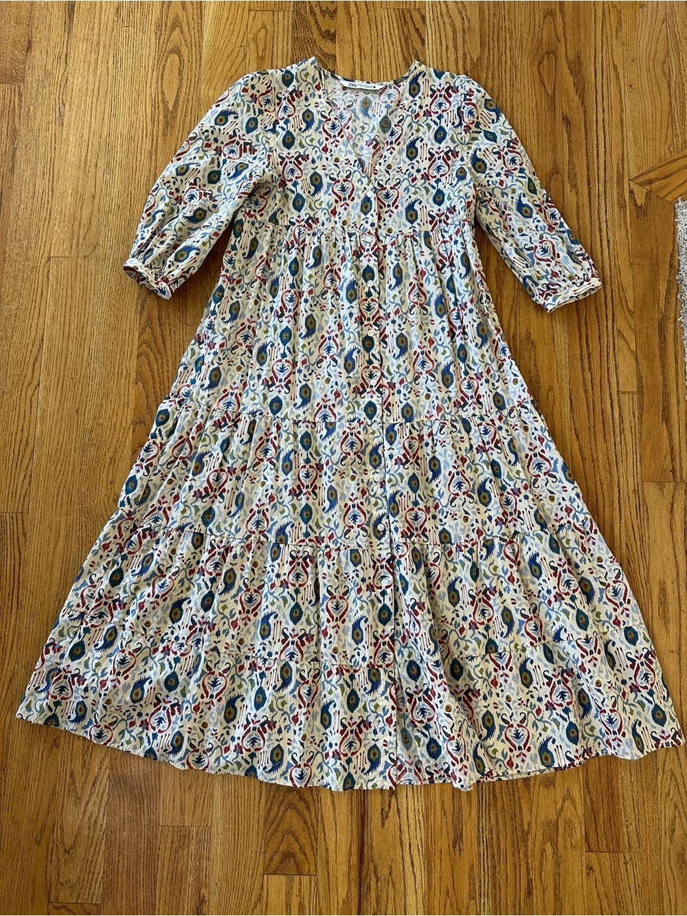 Zara Tiered Ruffle Button Front Midi Dress - Picture 13 of 16